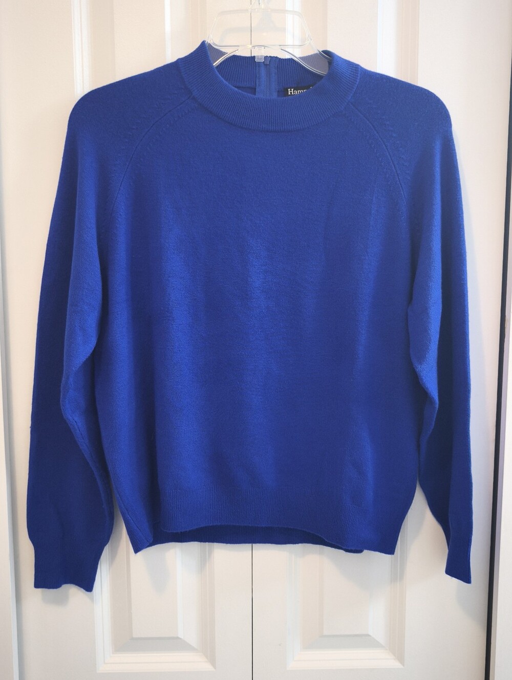Hampshire Studio Royal Blue Mock Neck Back Zip Pullover Sweater PM
